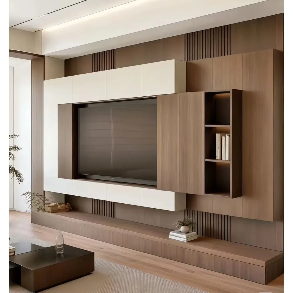 Home Cinema Furniture - Nowoczesna, drewniana, niska szafka RTV z