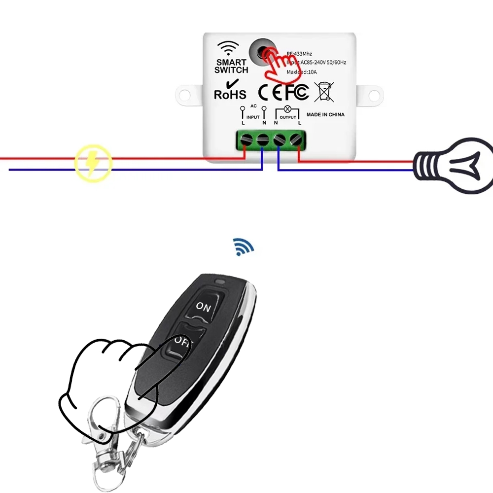 Home Cinema Wall Lights - Bezprzewodowy przełącznik zdalnego sterowania RF 433MHz