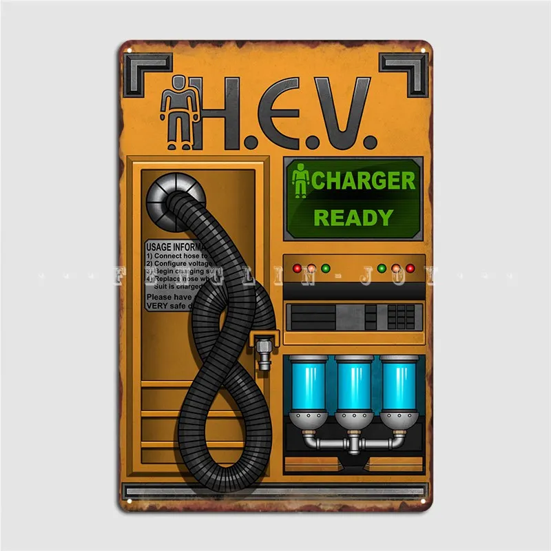 Home Cinema Theatre - Metalowy szyld Half Life Hev Charger,