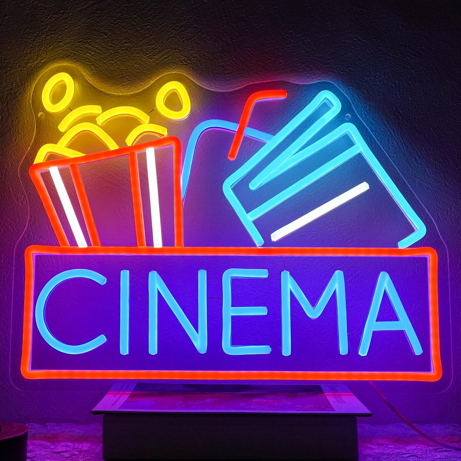 Home Cinema Wall Lights - Neonowy szyld kina LED zasilany przez