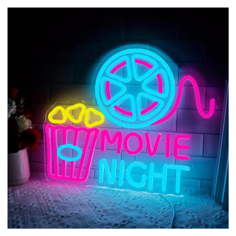 Home Cinema Wall Lights - Neonowy Znak na Wieczór Filmowy, Lampa
