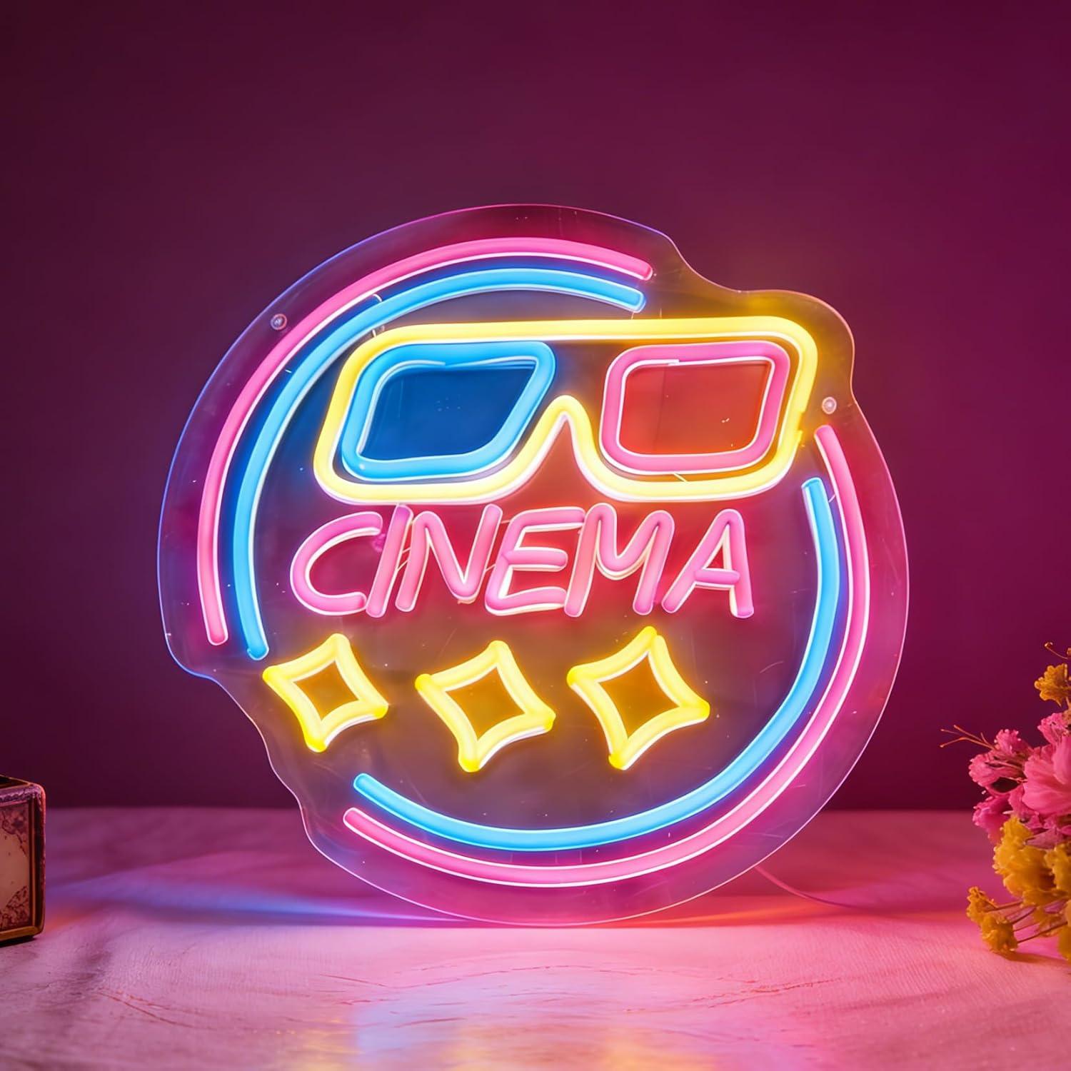 Neonowy szyld kinowy, ściemnia – Home Cinema Wall Lights recenzja i cena