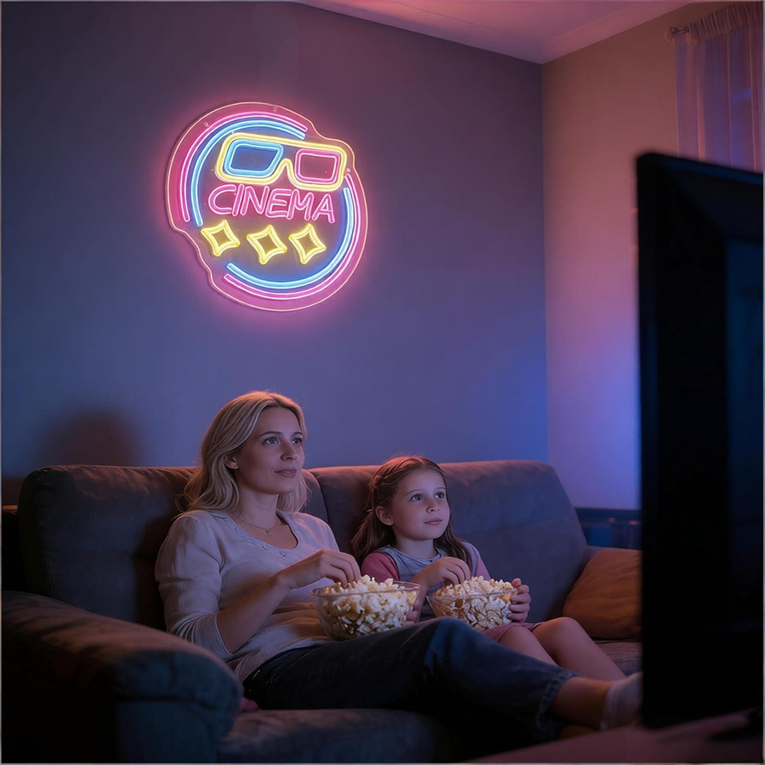 Neonowy szyld kinowy, ściemnia – Home Cinema Wall Lights recenzja i cena