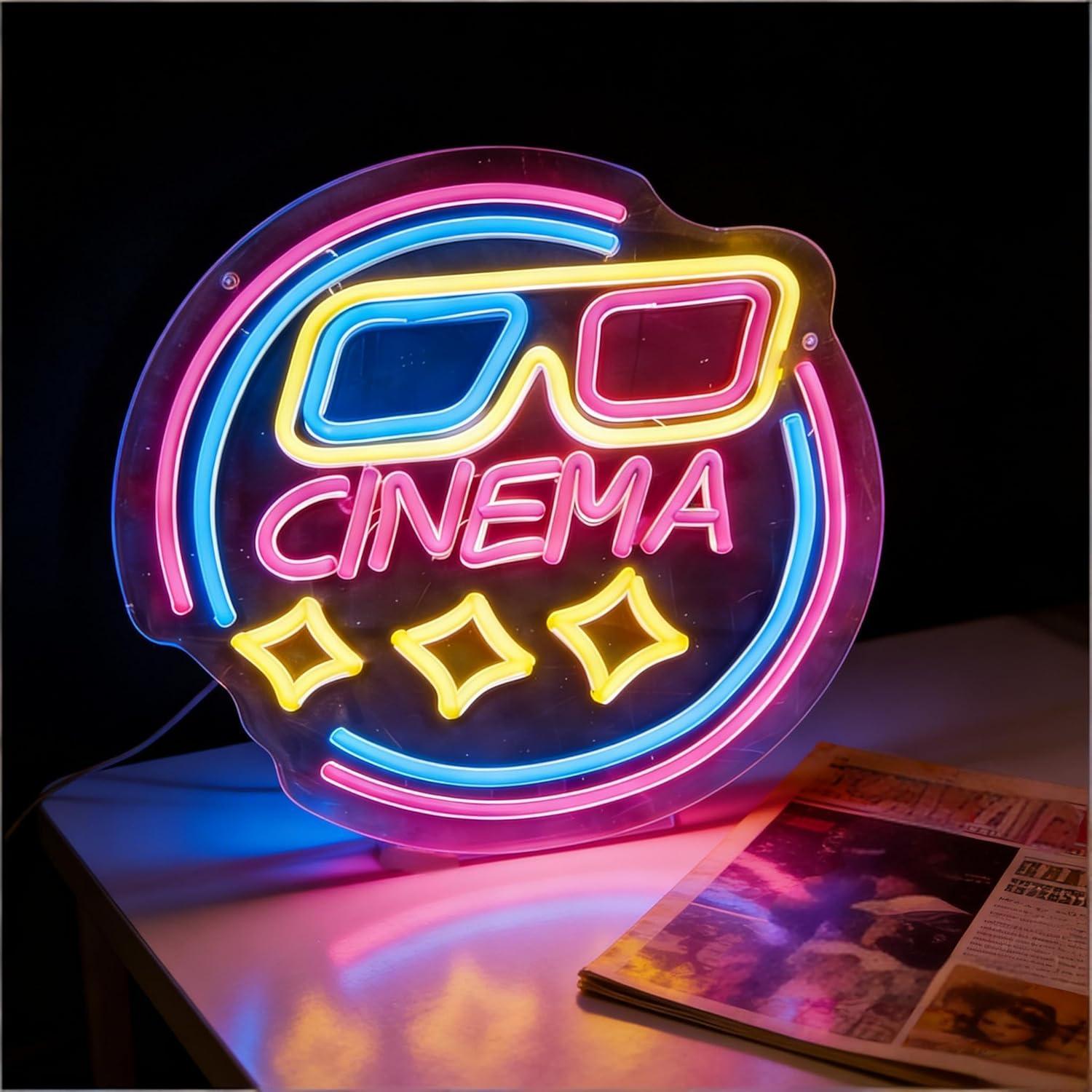 Neonowy szyld kinowy, ściemnia – Home Cinema Wall Lights recenzja i cena