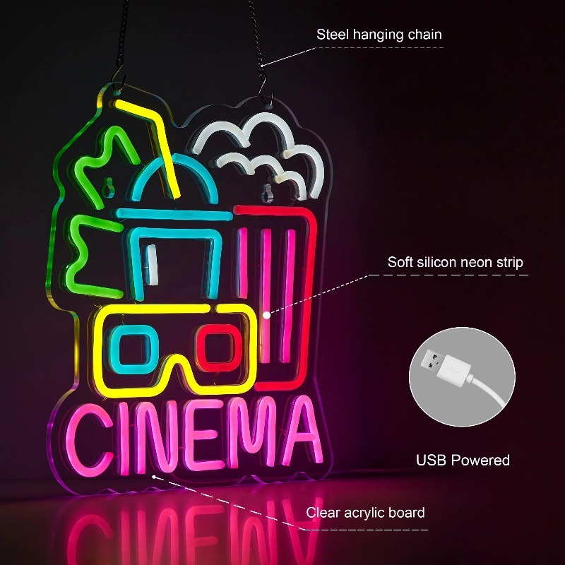 Neonowy szyld kina, neon LED z – Home Cinema Wall Lights recenzja i cena
