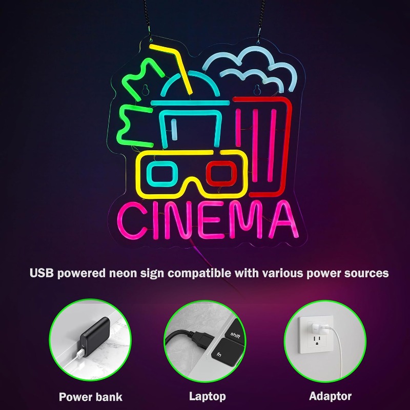 Neonowy szyld kina, neon LED z – Home Cinema Wall Lights recenzja i cena