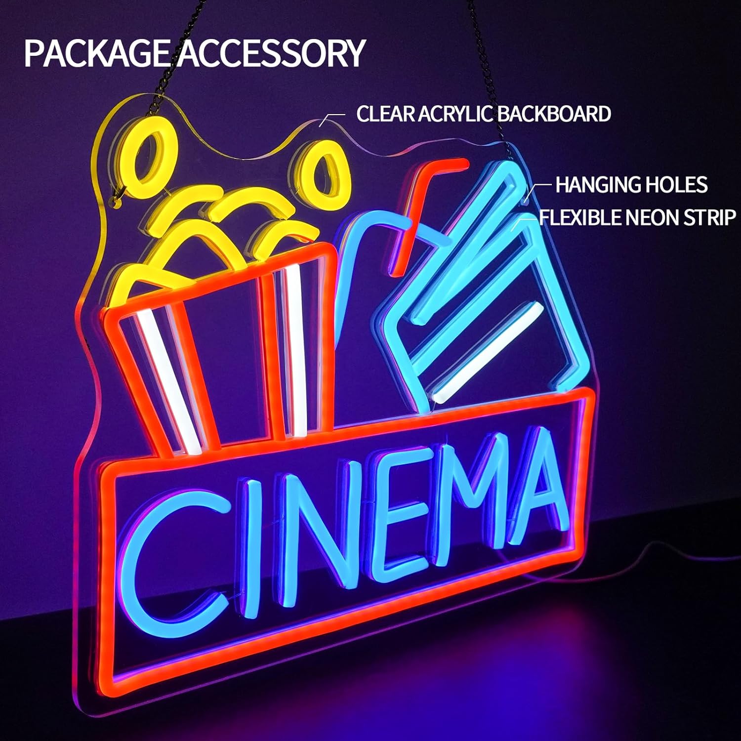 Neonowy szyld kina LED zasilan – Home Cinema Wall Lights recenzja i cena